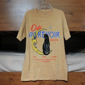 PACSUN Gold Cafe Au Revoir T-shirt Size S NWOT